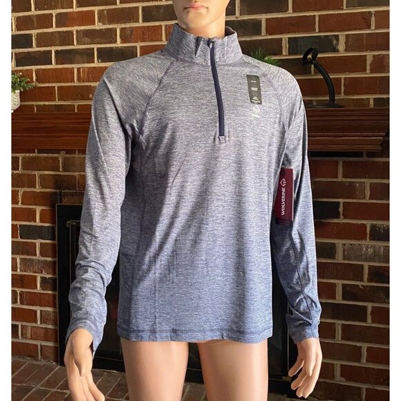 Wolverine Men's Sweatshirts Navy Heather 1/2 Zip Size Small,Outdoor,Sweater New - Picture 14 of 16